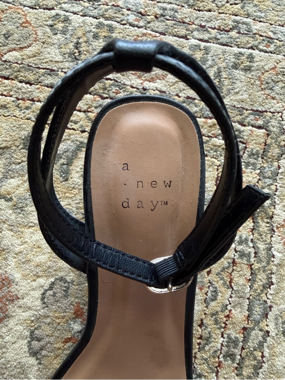 a new day Black Square-Toe Ankle Strap Block Heels - Picture 3 of 7